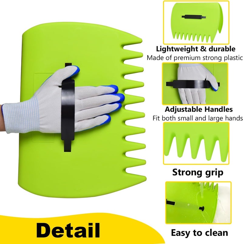 chicarry Leaf Scoops Hand Rakes, Leaf Scoops and Claws with Gloves, Lightweight Plastic Leaf Scoop, Large Leaf Grabbers for Picking Up Leaves, Clippings, Grass(1 Set, Yellow) - Image 5